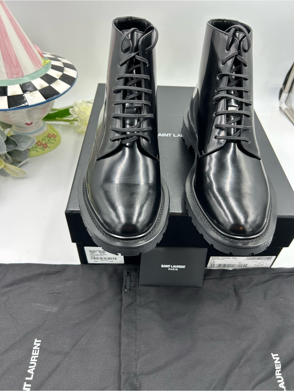 Men's Saint Laurent combat boots size 42 made in Italy NWT - Picture 4 of 12